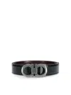 Ferragamo Black And Brown Gancini Buckle Double-sided Belt In Negro