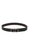 Ferragamo Reversible And Adjustable Gancini Belt In Negro