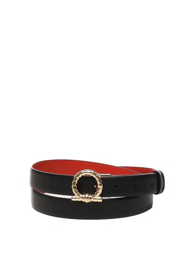 Ferragamo Reversible Belt With Hooks In Black