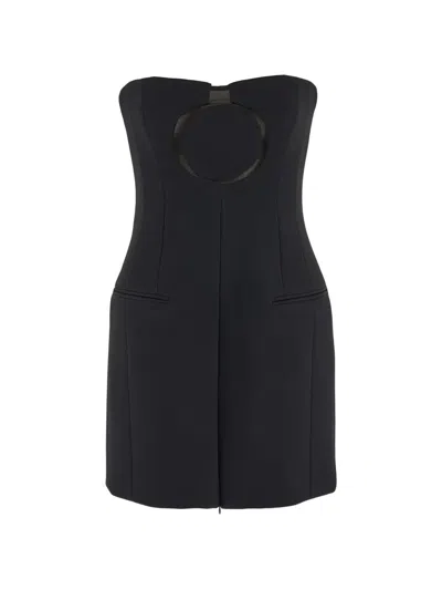 Ferragamo Circle-cutout Strapless Fitted Top In Black