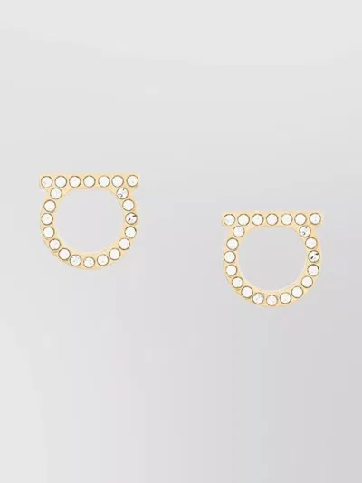 Ferragamo Circular Crystal Stud Earrings