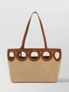 Ferragamo Circular Cutout Woven Raffia Shoulder Bag