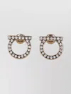 Ferragamo Circular Stone Stud Earrings Collection In Gold