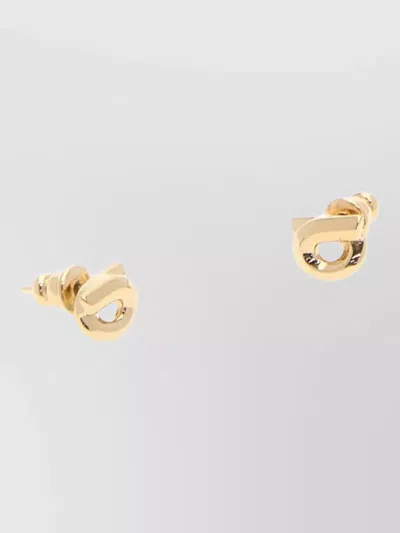 Ferragamo Circular Stud Earrings Polished Metal Design