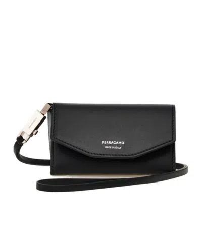 Ferragamo Clamshell Clutch In Black