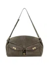 Ferragamo Adjustable Strap Suede Shoulder Bag In Gray