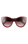 Ferragamo Classic 54mm Gradient Cat Eye Sunglasses In Crystal Burgundy/purple