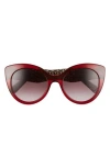 Ferragamo Classic 54mm Gradient Cat Eye Sunglasses In Crystal Burgundy/purple