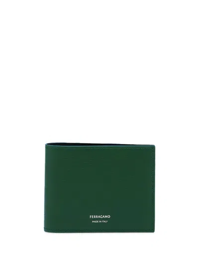 Ferragamo Classic Bi-fold Leather Wallet In Green