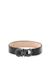 Ferragamo Gancini-buckle Leather Belt In Black