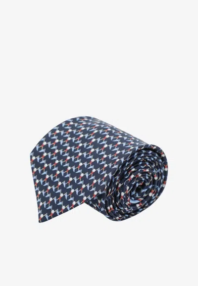 Ferragamo Classic Club Silk Tie In Blue
