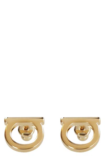 Ferragamo Classic Gancini Logo Earrings In Gold