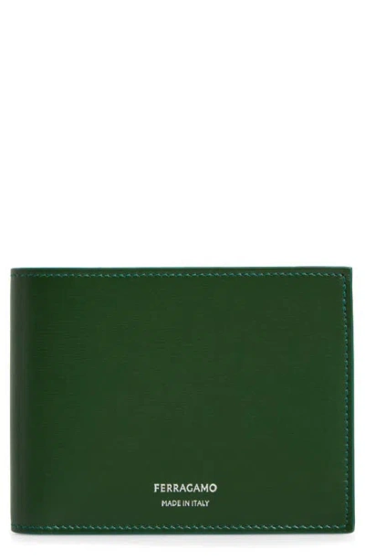 Ferragamo Classic Leather Bifold Wallet In Forest Green/nero