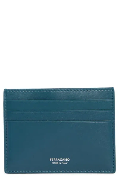 Ferragamo Classic Leather Card Case In Blue