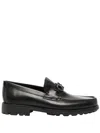 Ferragamo David Gancini Bit Leather Loafers In Black