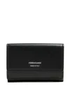 Ferragamo Classic Leather Tri-fold Wallet In Black