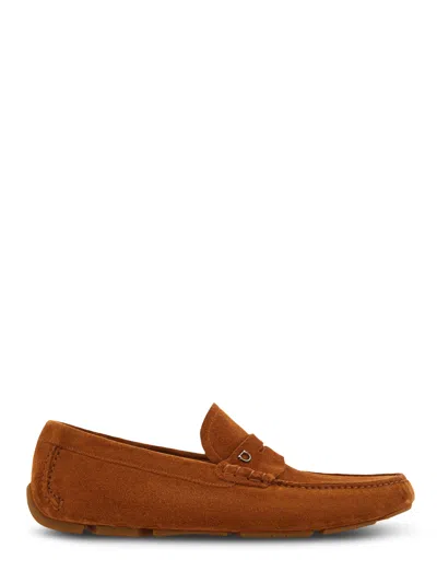 Ferragamo Classic Loafer-style Flats With Detailed Stitching In Orange