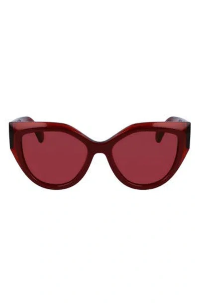 Ferragamo Classic Logo 53mm Cat Eye Sunglasses In Burgundy