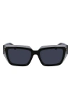 Ferragamo Classic Logo 55mm Square Sunglasses In Transparent Grey/black