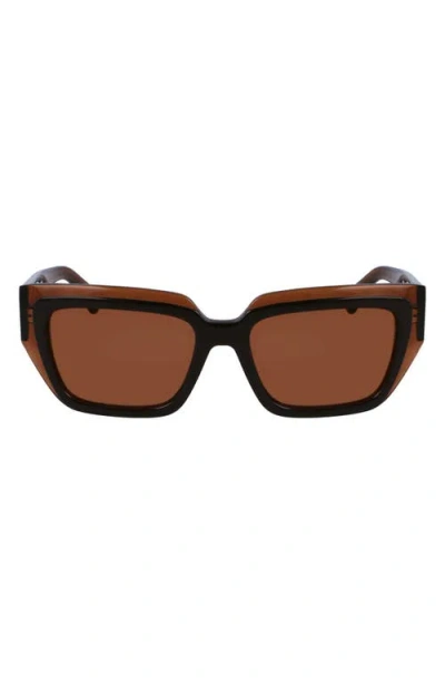 Ferragamo Classic Logo 55mm Square Sunglasses In Trnsprnt Brown/brn