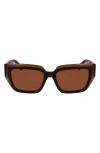 Ferragamo Logo Acetate Butterfly Sunglasses In Trnsprnt Brown/brn