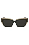 Ferragamo Classic Logo 55mm Square Sunglasses In Transparent Nuderose