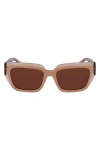 Ferragamo Classic Logo 55mm Square Sunglasses In Trnsprnt Nude/ Rose
