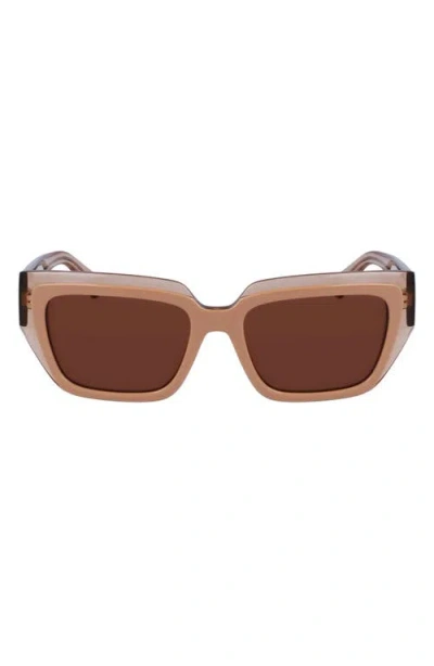 Ferragamo Classic Logo 55mm Square Sunglasses In Trnsprnt Nude/ Rose