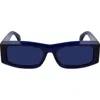 Ferragamo Men's Classic Logo Acetate Rectangle Sunglasses, 57mm In Transparent Blue