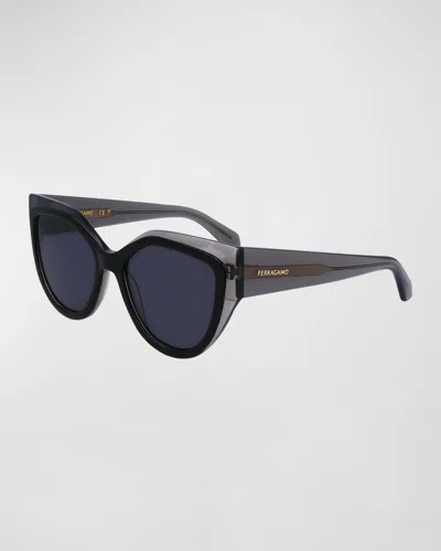 Ferragamo Classic Logo Acetate Cat-eye Sunglasses In Multi