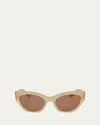 Ferragamo Classic Logo Tea Cup 55mm Cat Eye Sunglasses In Opaline Honey