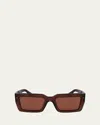 Ferragamo Classic Logo Acetate Rectangle Sunglasses In Transparent Brown