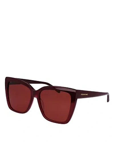 Ferragamo Classic Logo Angular Square Sunglasses, 58mm In Red/red Solid