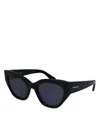 Ferragamo Classic Logo Geometric Cat Eyes, 55mm In Black/blue Solid