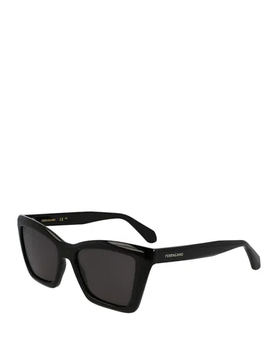 Ferragamo Classic Logo Rectangular Sunglasses, 53mm In Black