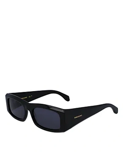 Ferragamo Classic Logo Rectangular Sunglasses, 57mm In Black