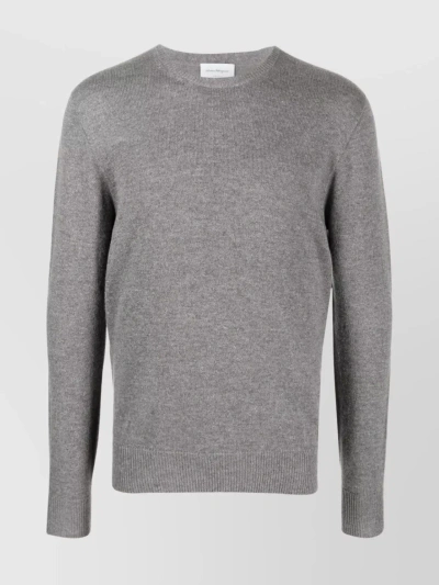 Ferragamo Classic Ribbed Crewneck Sweater In Grey