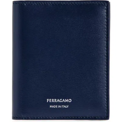 Ferragamo Classic Tall Leather Bifold Wallet In Blue