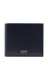 Ferragamo Bi-fold Wallet With Embossed Logo In Smooth Leather Man In Blue