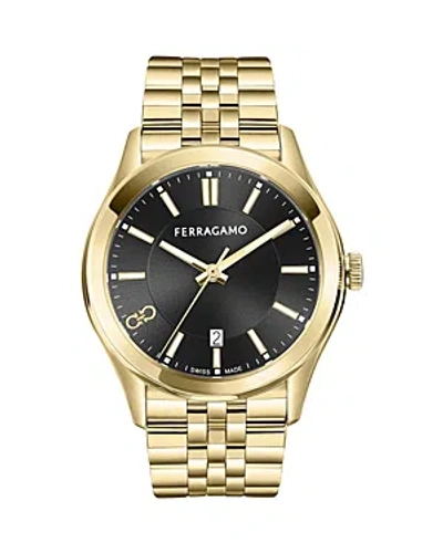 Ferragamo Classic Watch, 42mm In Black/gold