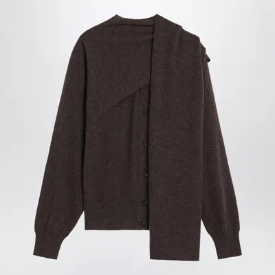 Ferragamo Clay Mélange Cashmere Cardigan In Brown
