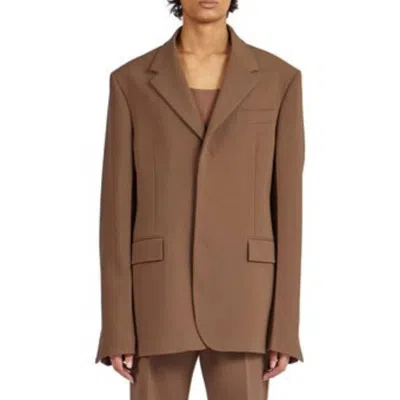 Ferragamo Clay Tailored Blazer Jacket In Brown