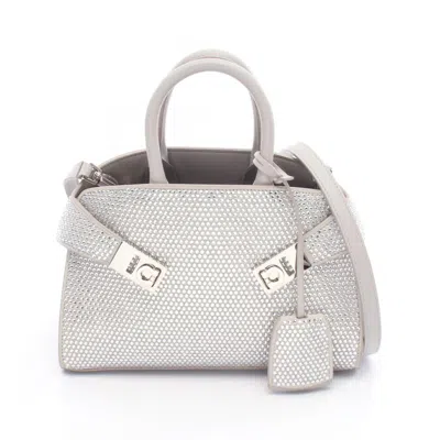 Pre-owned Ferragamo Clear Rhinestone Leather Handbag () In Multi