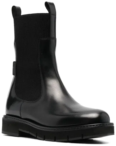 Ferragamo Cleated-sole Leather Chelsea Boot In Black