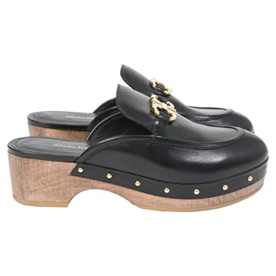 Ferragamo Cleome Clog Mules In Black Leather
