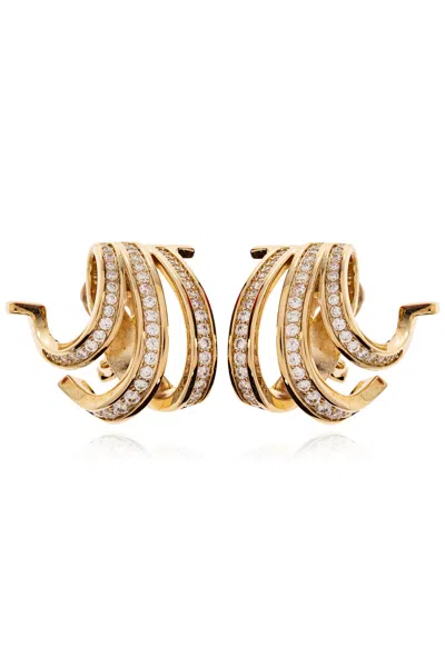 Ferragamo Clip-on Earrings With Shimmering Crystals In Gold