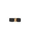 Ferragamo Braided Belt With Brass Hardware In Black