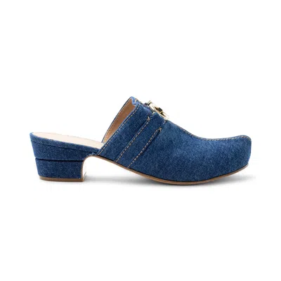 Ferragamo Phobos Denim Mules In Blue