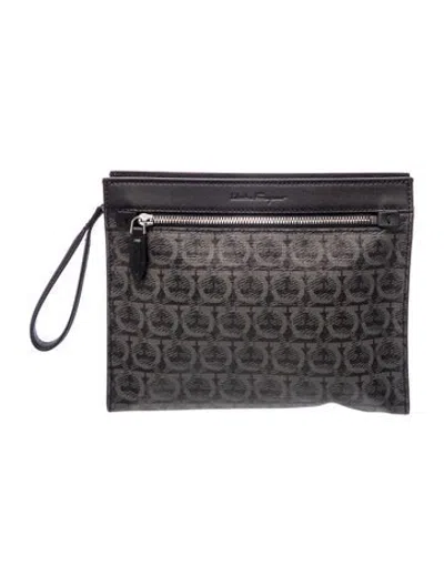 Pre-owned Ferragamo Clutch W/ Tags In Grey
