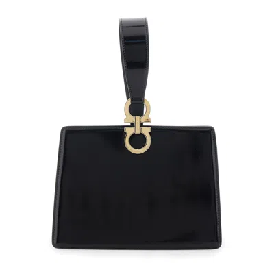 Ferragamo Clutch With Clasp Closure And Black Leather Handle For Women Calf Clutches Pochettes